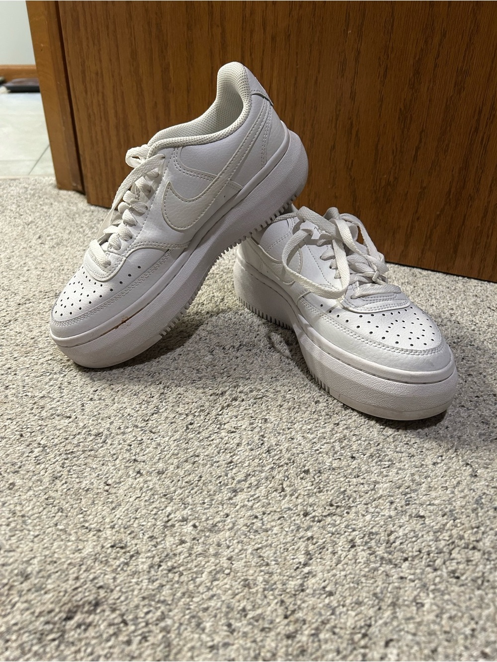 Nike White Platform Lace-Up Sneakers - Women's